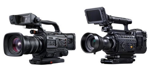 professional film camera on transparent background.