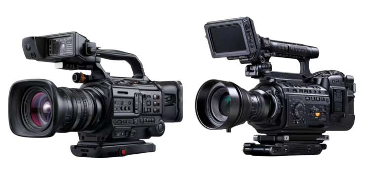 professional film camera on transparent background.