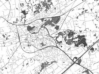 Decorative black and white map of Lokeren, Belgium, rendered in sketch-like style.