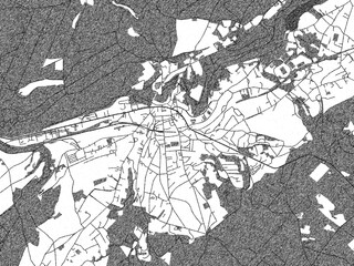 Fototapeta premium Detailed black and white map of Spa, Belgium, in artistic sketch style.