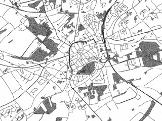 Naklejka premium Stylized decorative city map of Tongeren, Belgium, hand-drawn in black and white.