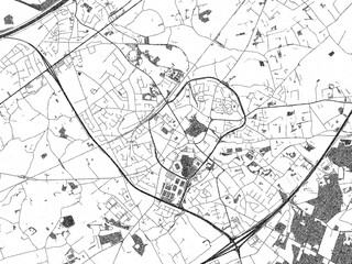 Minimalist monochrome city map of Waregem, Belgium, illustrated with urban detail.