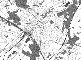 Stylized black and white urban map of Wavre, Belgium, hand-drawn for decor and creative use.