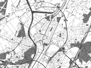 Fototapeta premium Stylized black and white urban map of Vilvoorde, Belgium, hand-drawn for decor and creative use.