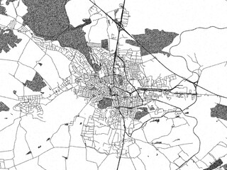 Stylized decorative city map of BUL, Haskovo, hand-drawn in black and white.