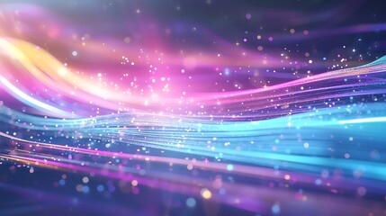 Colorful abstract background with flowing light trails and sparkling particles creating a sense of movement and energy