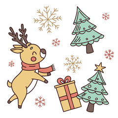 Naklejka premium Christmas Holiday Sticker Pack in Flat Cartoon Style