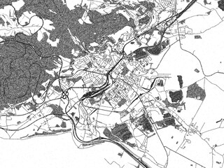 Fototapeta premium Poster-style sketch map of Chomutov, Czechia, designed in artistic monochrome.