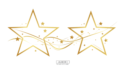 Gold stars with decorative streamers