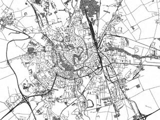 Fototapeta premium Detailed artistic sketch map of Olomouc, Czechia, in monochrome black and white.