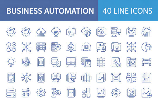 A modern collection of flat design business icons for web and mobile interfaces