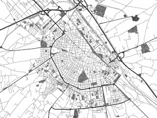 Obraz premium Poster-style sketch map of Albacete, Spain, designed in artistic monochrome.