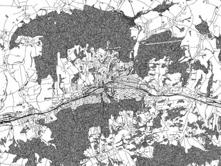 Fototapeta premium Artistic urban sketch of Zlin, Czechia, detailed in black and white map form.