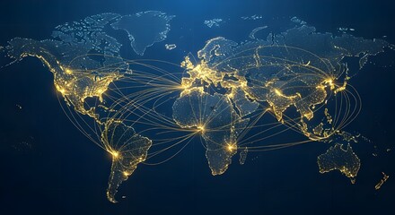 Global Connections: Dynamic world map showcasing international trade and networks