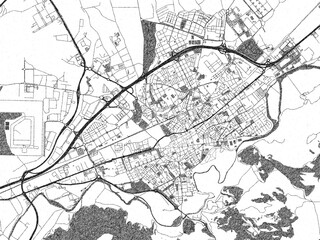 Obraz premium Decorative black and white map of Alcala de Henares, Spain, rendered in sketch-like style.