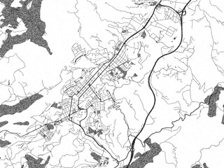 Sketch-style black and white map of Alcoy, Spain, perfect for illustration and wall art.