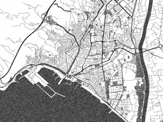 Obraz premium Detailed black and white map of Almeria, Spain, in artistic sketch style.