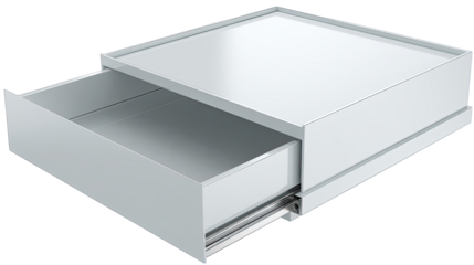 White drawer unit, open
