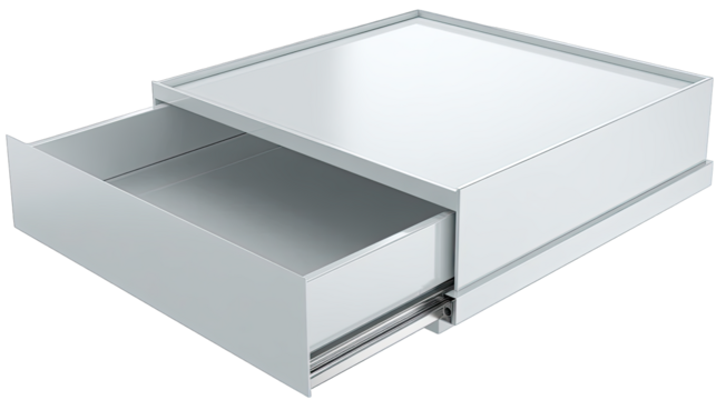 White drawer unit, open