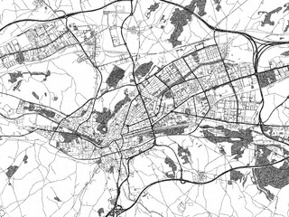 Monochrome hand-drawn map of Burgos, Spain, ideal for decorative and editorial use.