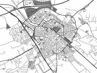 Naklejka premium Poster-ready black and white illustration map of Dos Hermanas, Spain, detailed and artistic.