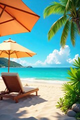 A carefree summer day, sun-drenched scene featuring vibrant colors and a relaxed atmosphere Perfect for travel, vacation, and summer themes , travel, freedom, heat