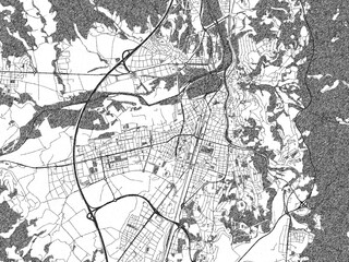 Naklejka premium Monochrome hand-drawn map of Girona, Spain, ideal for decorative and editorial use.