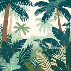 Lush Tropical Palm Trees and Foliage.