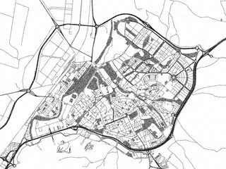 Naklejka premium Stylized decorative city map of Guadalajara, Spain, hand-drawn in black and white.