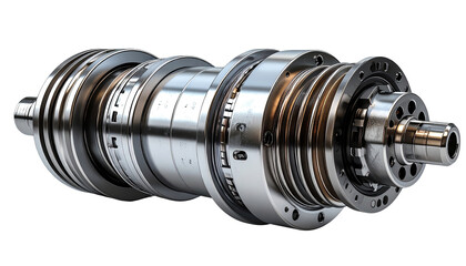 Close-up of a complex industrial machine part