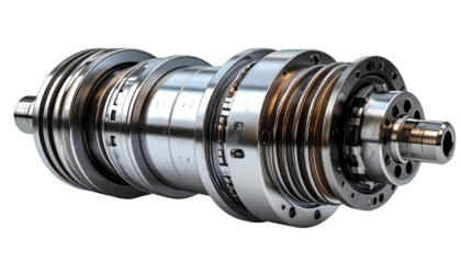 Close-up of a complex industrial machine part