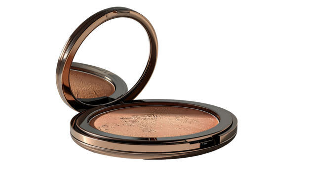 Open compact powder, rose gold