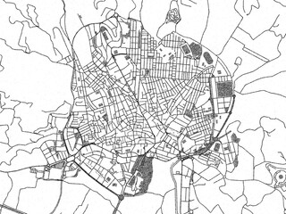 Naklejka premium Poster-ready black and white illustration map of Motril, Spain, detailed and artistic.