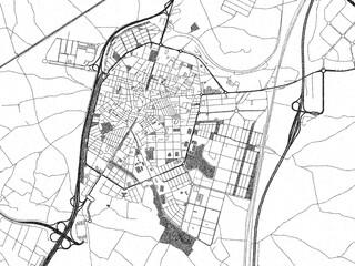 Obraz premium Black and white map poster of Parla, Spain, illustrated in hand-drawn style.
