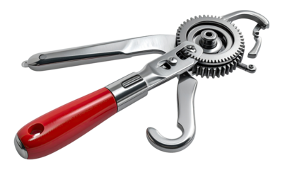 Metal tool with red handle