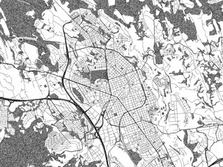 Obraz premium Urban black and white map of Sabadell, Spain, designed in a sketch style for prints.