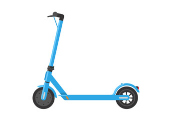 A blue electric scooter on a white background