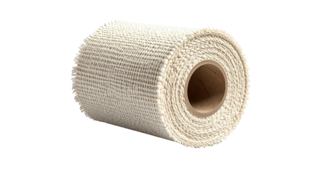 Rolled-up off-white fabric tape