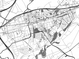 Illustrated map of Torrejon de Ardoz, Spain, in black and white hand-drawn digital style.