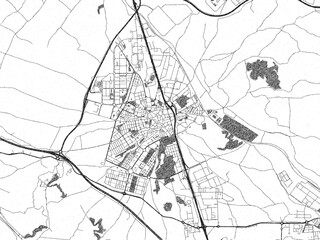 Detailed artistic sketch map of Valdemoro, Spain, in monochrome black and white.