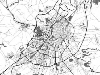 Illustrated map of Valladolid, Spain, in black and white hand-drawn digital style.