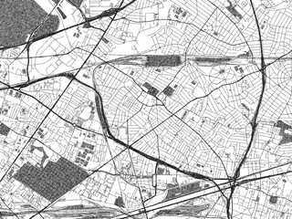 Obraz premium Black and white cartographic illustration of Drancy, France, in hand-drawn sketch form.