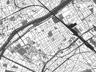 Naklejka premium Monochrome sketch map of Levallois-Perret, France, ideal for posters, prints, and travel design.