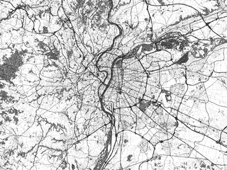 Poster-ready monochrome city map of Lyon Metropole, France, with detailed streets and rivers.