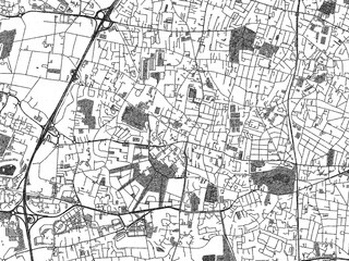 Poster-ready monochrome city map of Merignac, France, with detailed streets and rivers.
