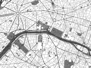 Fototapeta premium Black and white map poster of Paris Centre, France, illustrated in hand-drawn style.