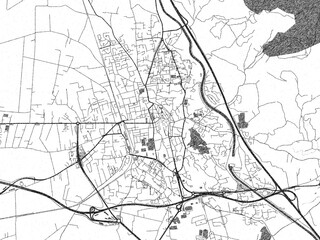 Obraz premium Minimal poster-style map of Salon-de-Provence, France, hand-drawn in monochrome.