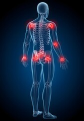 Scientific Design of a Human Skeleton Showing Arthritic Joint Inflammation