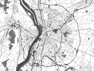 Fototapeta premium Poster-style sketch map of Valence, France, designed in artistic monochrome.