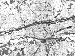 Naklejka premium Artistic urban sketch of Tours, France, detailed in black and white map form.